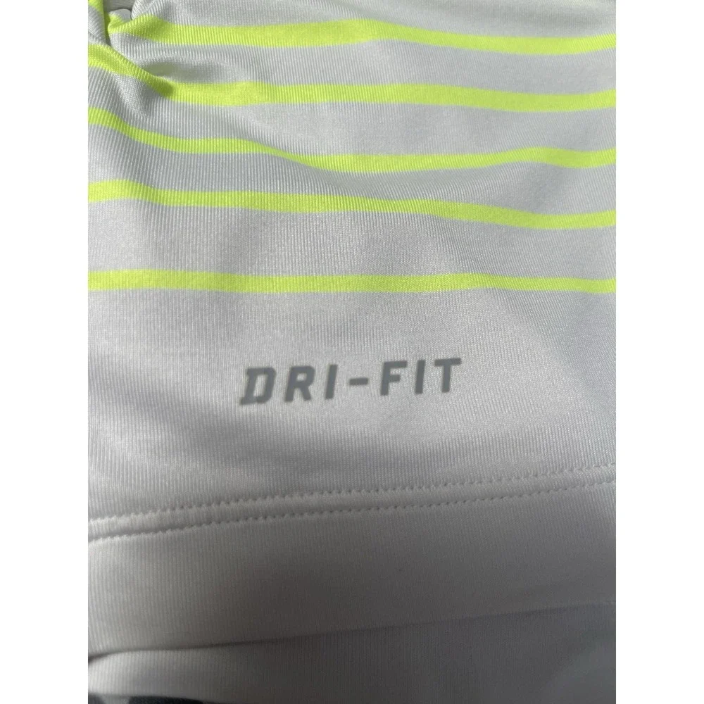 Nike Tiger Woods Collection Golf‎ Polo Shirt Size L Dri Fit Yellow/Gray Striped